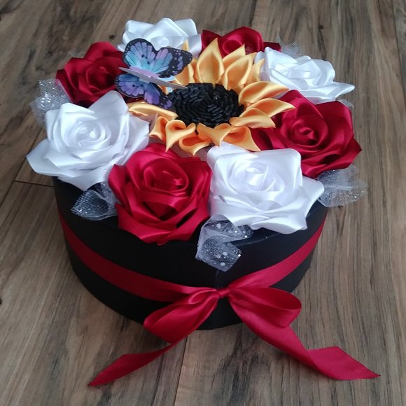 Hand Crafted | Accents | Satin Ribbon Eternity Roses Handmade Rose Box ...